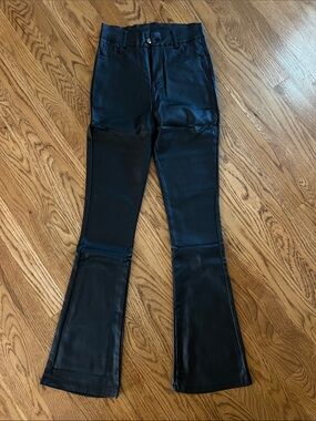 Sleek Black Faux Leather Flare Pants
